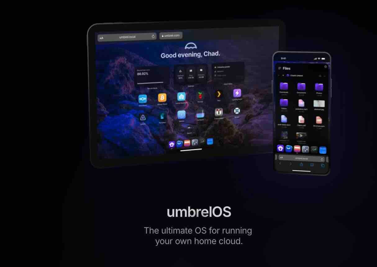 The Umbrel App Store contains dozens of applications across categories including Bitcoin and Lightning, file storage, media servers, home automation, networking tools, and more