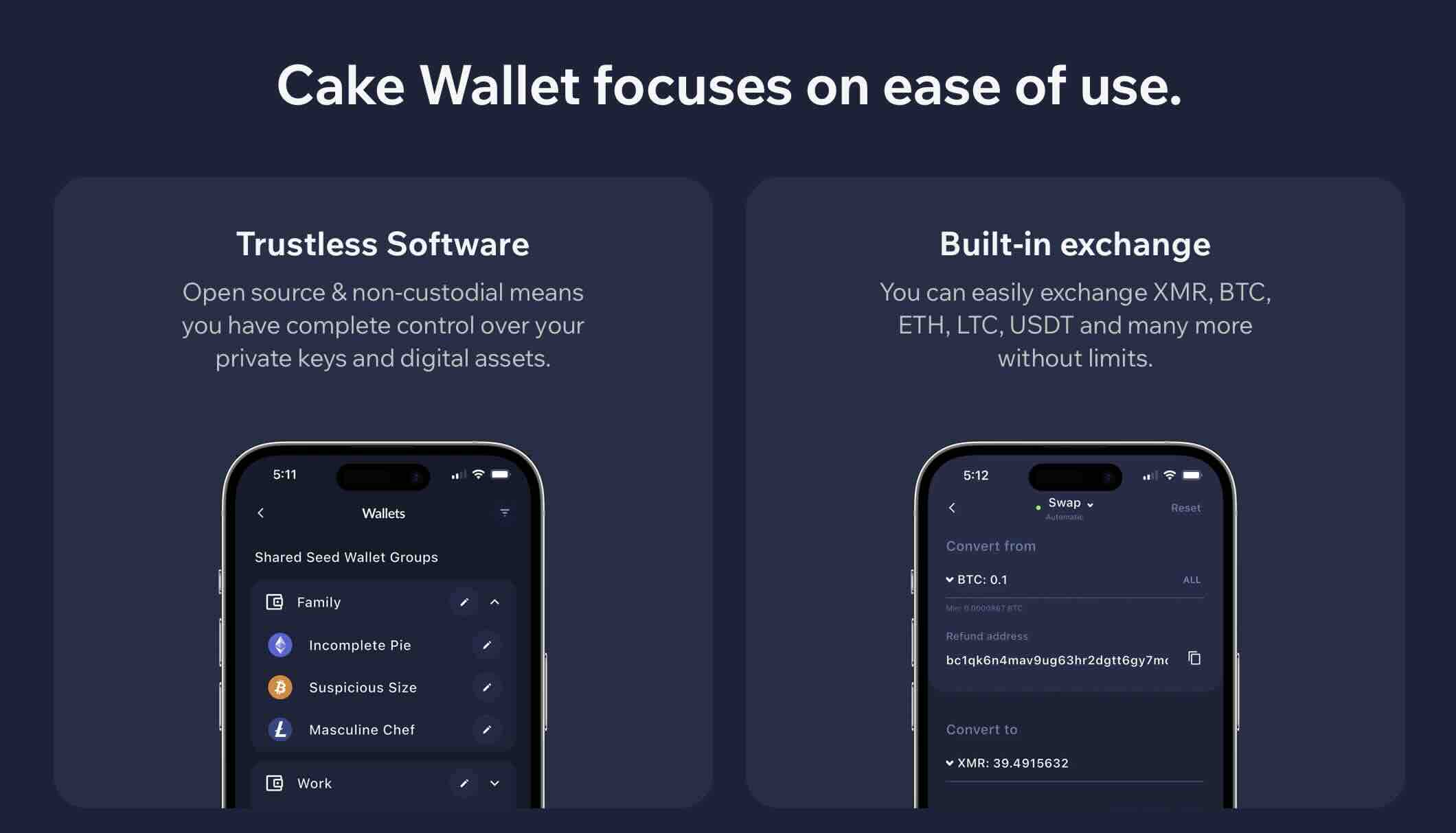 Cake wallet ease of use